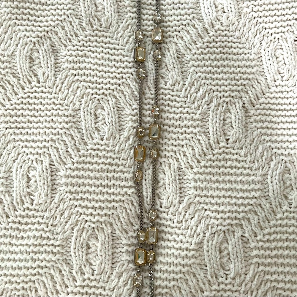 Long crystal silver necklace